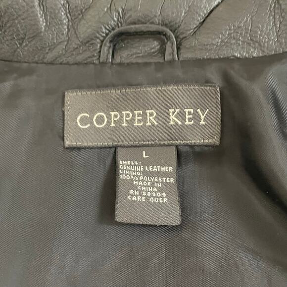 Copper Key Leather Jacket Long Sleeve Full-Zip Black Girls US Size L Large - Picture 10 of 12
